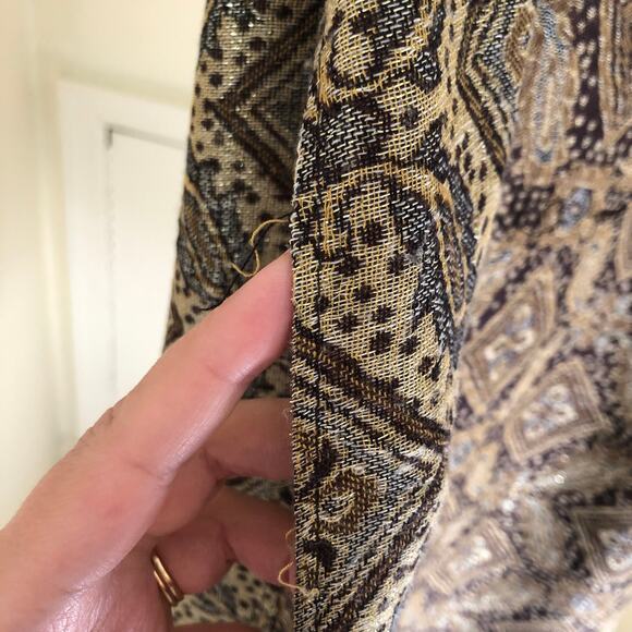 Cashmere EUC Women's Gold Black Scarf from Prague 90% Cashmere 10% Silk - Picture 2 of 5